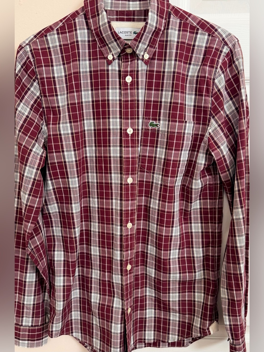 Lacoste Slim Fit Multicolor Mens S Long Sleeve Button Down Shirt